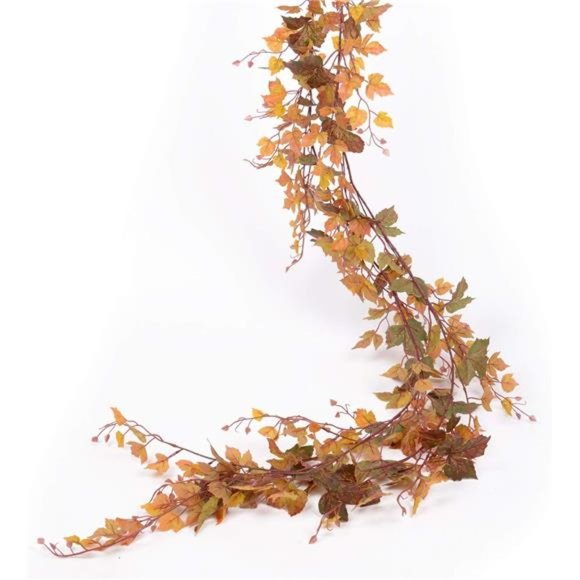 2Pack Fall Maple Leaf Garland -6.5ft/Piece ArtificialFall Foliage Garland Autumn - Picture 5 of 7
